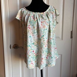 LC LAUREN CONRAD Floral Tie Blouse